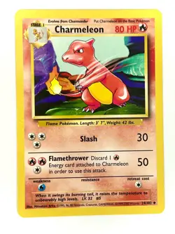 Charmeleon 24/102 Uncommon Base Set Unlimited Pokemon Near Mint - Image 1