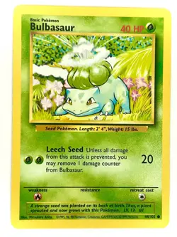 Bulbasaur 44/102 Common Base Set Unlimited Pokemon Lightly Played - Image 1