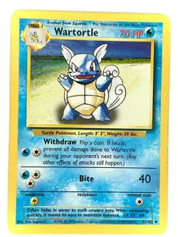 Wartortle 42/102 Uncommon Base Set Unlimited Pokemon MP - Image 1