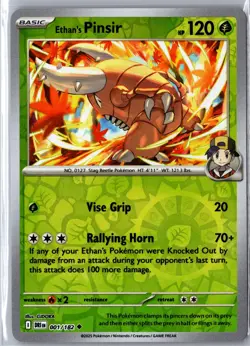 Ethan's Pinsir 001/182 Uncommon Destined Rivals Pokemon Reverse Holo NM/M - Image 1