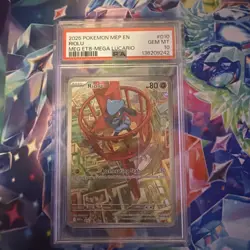 2025 POKEMON MEP EN-ME BLACK STAR PROMO #010 RIOLU PSA 10 - Image 1
