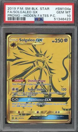 Pokemon Solgaleo GX SM104a Hidden Fates Promo Full Art Holo PSA 10 - Image 1