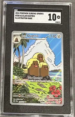 2024 POKEMON SSP EN-SURGING SPARKS ILLUSTRATION RARE #208 ALOLAN DUGTRIO SGC 10 - Image 1
