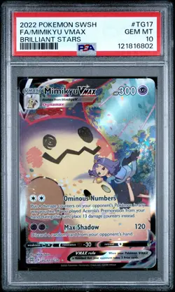 2022 POKEMON SWORD & SHIELD BRILLIANT STARS #TG17 FULL ART/MIMIKYU VMAX PSA 10 - Image 1