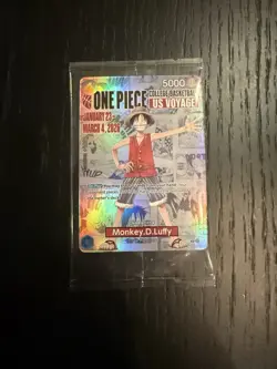 Bandai Namco One Piece CCG Monkey D. Luffy US Voyage Foil Full Art P-055 - Image 1