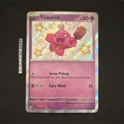 Pokemon Tinkatink 165/091 Paldean Fates Shiny Rare Basic Holo Card English NM - Image 1