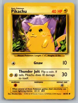 Pikachu Base Set #058/102 Common Pokemon Card - Image 1