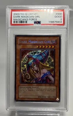 PSA 2 YUGIOH Dark Magician Girl MFC-000 Unlimited Magican's Force Secret Rare - Image 1