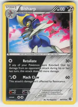 Bisharp 64/114 Holo Rare Steam Siege Pokemon Lightly Played - Image 1