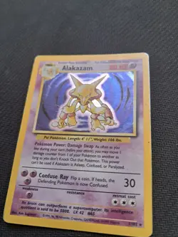 1999 Pokemon English Unlimited Base Set Alakazam Holo 1/102 EX #2 - Image 2