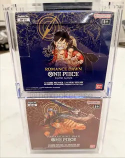 One Piece Booster Box Acrylic Case Magnetic Lid OP-01 BLUE BOTTOM & OP-02 RED - Image 1