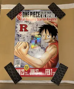 One Piece Monkey.D.Luffy College Basketball Promo Card + Rutgers Poster IN HAND - Image 1