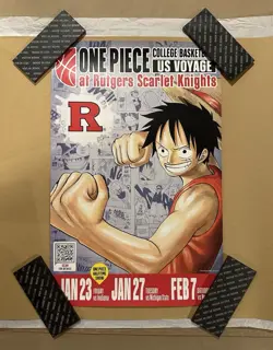 One Piece Monkey.D.Luffy College Basketball Promo Card + Rutgers Poster IN HAND - Image 5