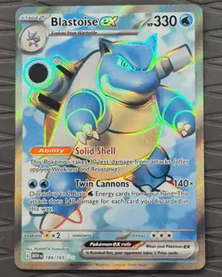 Blastoise ex 184/165 Scarlet & Violet 151 Holo Full Art Pokemon Card - Image 1