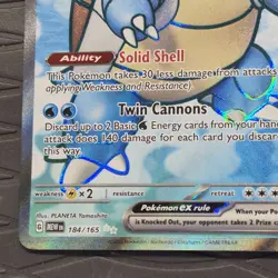 Blastoise ex 184/165 Scarlet & Violet 151 Holo Full Art Pokemon Card - Image 4