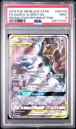 PSA 9 Garchomp & Giratina GX SM193 Tag Team Alt Art Pokemon Card - Image 1