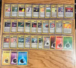 Complete 1999 Pokemon Base Set Trainer & Energy Cards Lot Vintage #70-102 LP/NM - Image 1