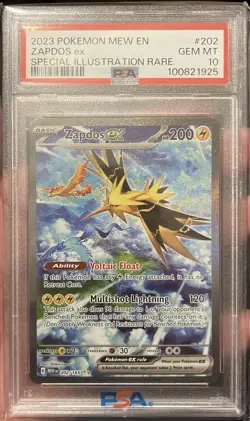 Pokemon Zapdos EX TCG Scarlet & Violet 151 Card 202/165 PSA 10 Gem Mint - Image 1