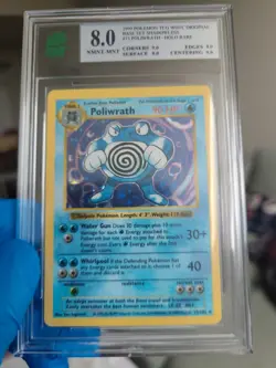 MP (Shadowless) Pokemon POLIWRATH Card BASE Set 13/102 Holo Rare MNT 8 - Image 3