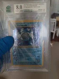 MP (Shadowless) Pokemon POLIWRATH Card BASE Set 13/102 Holo Rare MNT 8 - Image 4