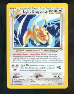Light Dragonite Pokemon TCG Neo Destiny 14/105 Holo Rare Card WOTC English - Image 1