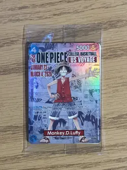 One Piece Monkey D. Luffy US Voyage College Basketball Promo Card SEALED Rutgers - Image 1