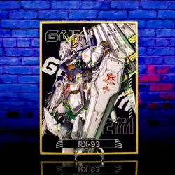 RX-93 v Nu GUNDAM Oversized Premium Acrylic Surface Card Glitter Framed Display - Image 1