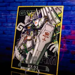 RX-93 v Nu GUNDAM Oversized Premium Acrylic Surface Card Glitter Framed Display - Image 3