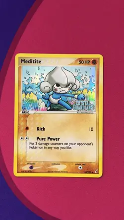 Meditite Reverse Holo 56/100 Ex Crystal Guardians Stamped Pokemon Card - Image 1