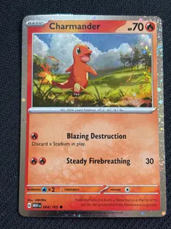 Charmander 004/165 Cosmo Holo Scarlet Violet 151 Pokemon Card - - Image 1