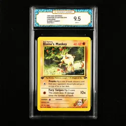TQG 9.5 Mint+ 1999-2000 Pokemon ENG Blaine's Mankey #63/132 CC - Image 1