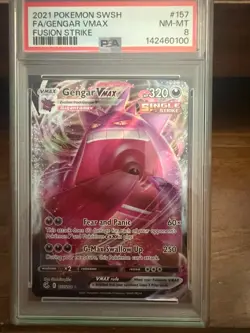 2021 POKEMON SWORD & SHIELD FUSION STRIKE #157 FULL ART/GENGAR VMAX PSA 8 - Image 1