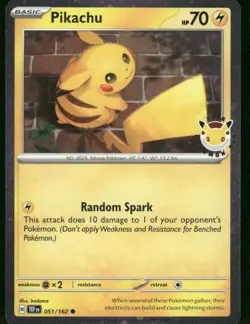 2026 Pikachu (Pokemon Day 2026) 051/162 Common Holo NM Pokemon - Image 1