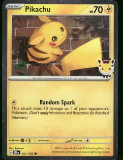 2026 Pikachu (Pokemon Day 2026) 051/162 Common Holo NM Pokemon - Image 1