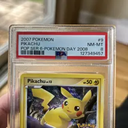 Pikachu Pokemon Day Stamped POP Series 6 PSA 8 - Image 2