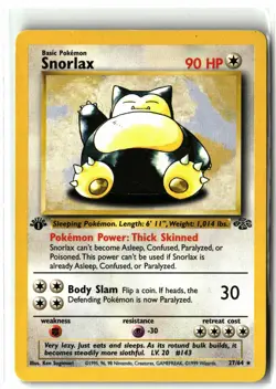 Snorlax ⭐ 27/64 1st Edition Rare Vintage WOTC Jungle 1999 Pokemon NM/LP - Image 1