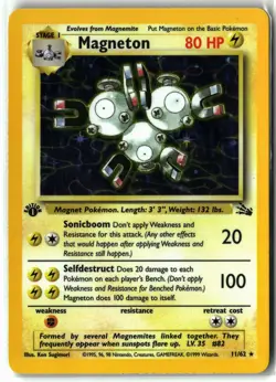 Magneton ⭐ 11/62 1st Edition Holo Rare Fossil 1999 Pokemon LP - Image 1
