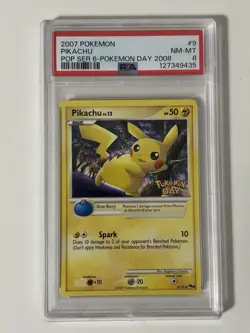 PSA 8 PIKACHU 9 POP SERIES 6 STAMPED POKEMON DAY NM- MINT - Image 3