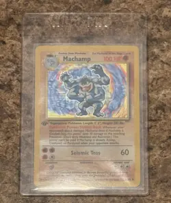 Pokemon TCG Base Set 1999 Vintage Machamp Holo Rare 1st Edition LP 8/102 - Image 1