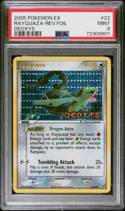 2005 POKEMON EX DEOXYS #22 RAYQUAZA-REVERSE FOIL PSA 9 STAMPED - Image 1