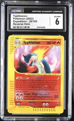 Pokemon Typhlosion 65/165 Expediton Reverse Holo 2002 CGC 6 - Image 1