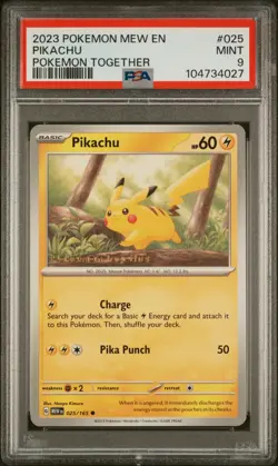 Pikachu 025/165 Pokemon Together Poke Post Promo Pokemon Card Pokepost PSA 9 - Image 1