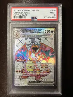 Charizard ex PSA MINT 9 215/197 Obsidian Flames Ultra Rare Holo Pokemon Card - Image 1