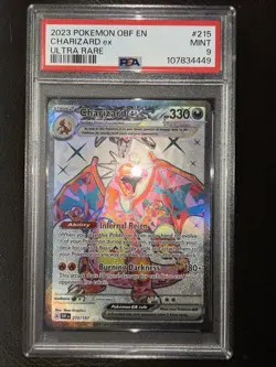 Charizard ex PSA MINT 9 215/197 Obsidian Flames Ultra Rare Holo Pokemon Card - Image 3