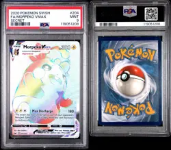 2020 Pokemon Morpeko VMax Card #204/202 From Sword and Shield Base PSA Graded 9 - Image 1