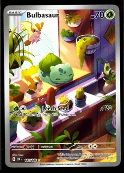NM Bulbasaur 143/142 Stellar Crown Illustration Rare 2024 English Pokemon Card - Image 1