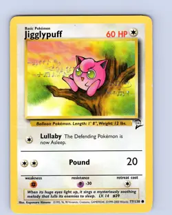 Pokemon TCG Jigglypuff Base Set 2 Unlimited Common Card WOTC Played MP - Image 1