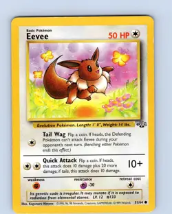 Pokemon TCG Eevee Jungle 51/64 Unlimited Common Card WOTC Played LP - Image 1