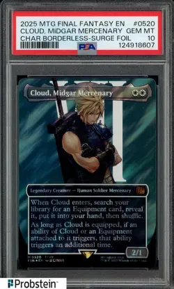 2025 MTG Final Fantasy Borderless Surge Foil #0520 Cloud Midgar Mercenary PSA 10 - Image 1