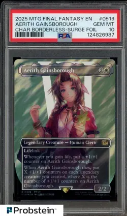 2025 MTG Final Fantasy EN Borderless Surge Foil #0519 Aerith Gainsborough PSA 10 - Image 1